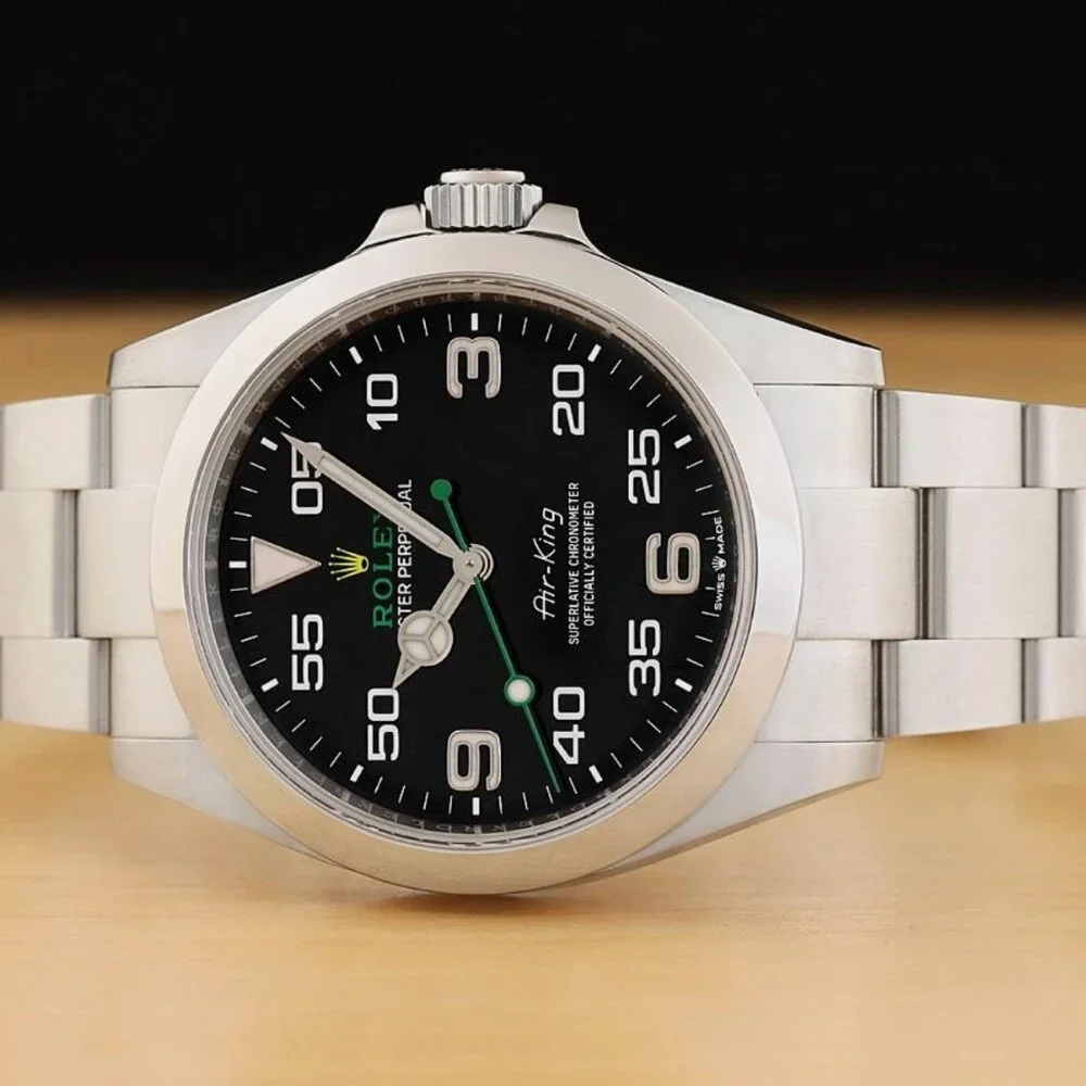 NEW ROLEX AIR-KING 40MM GREEN BLACK STAINLESS STEEL WATCH WITH BOX